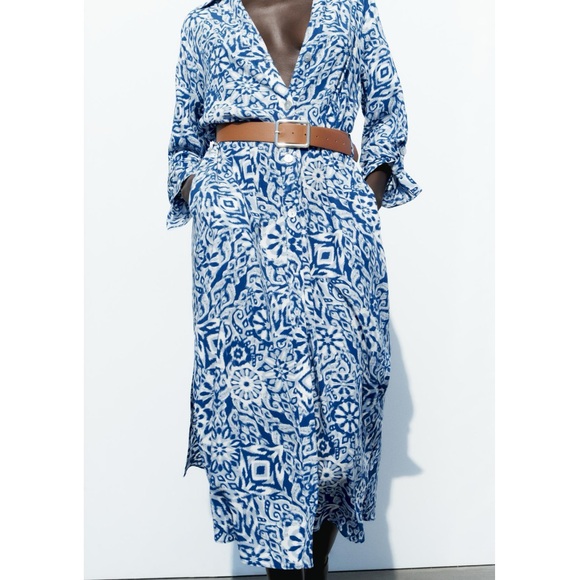 Zara Midi Shirt Dress with Belt - Picture 4 of 16